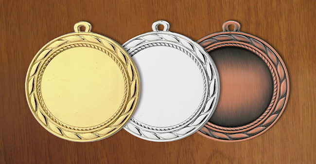 medal 70 mm na wklejkę 50 mm - brązowy puchary statuetki medale