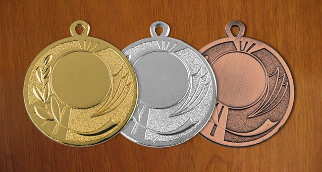 medal 50mm na wklejk 25mm, brzowy (stara kolekcja) puchary statuetki medale